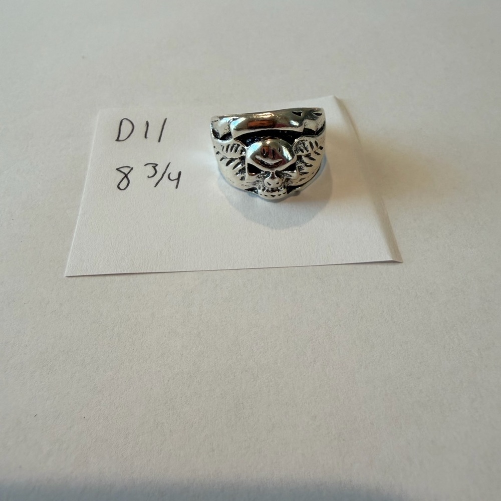 Men Stainless Steel Biker Skull Ring Size 8.3/4